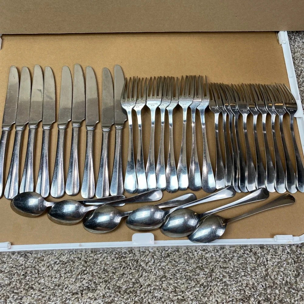 Roberts & Belk 18/10 Stainless Steel Flatware Set 33pc Silver Knives Forks Spoon